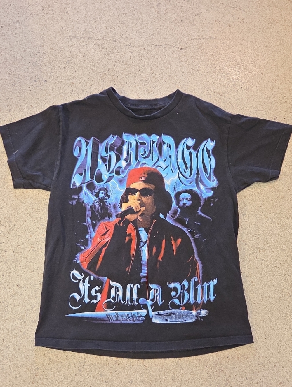 21 Savage Its All A Blur Tour Shirt Printed Tour Dates Black Graphic Tee